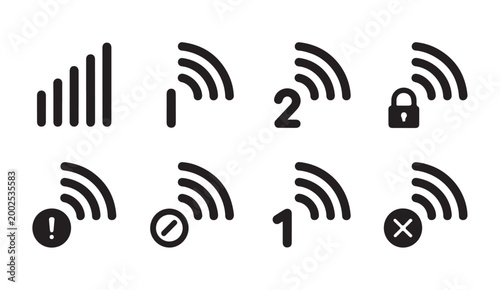Smart signal status indicators set for wireless network connectivity management application.
