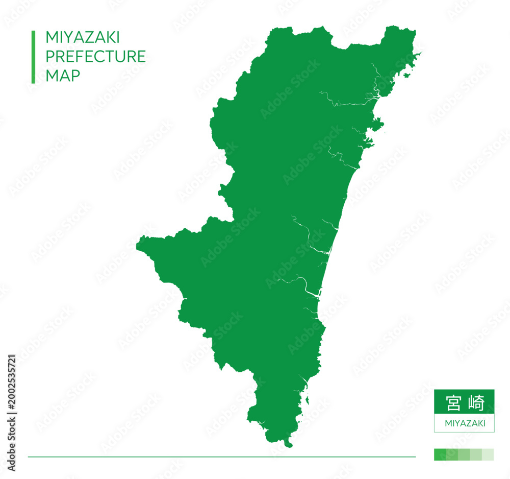 Fototapeta premium 宮崎県・Miyazaki(地図)