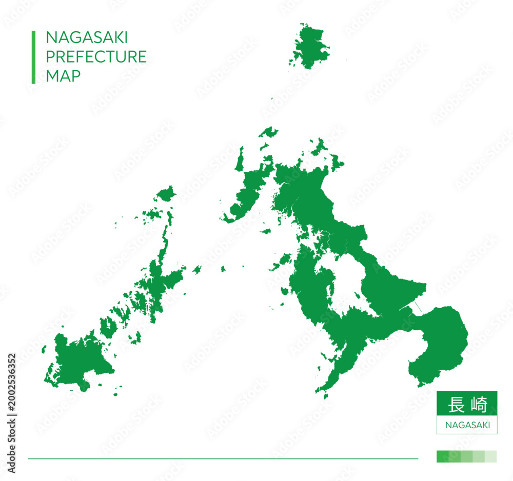 Fototapeta premium 長崎県・Nagasaki(地図)