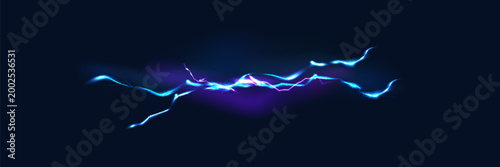 Bright flickering lightning effect, thunderstorm, stormy weather, electric discharge. Vector illustration