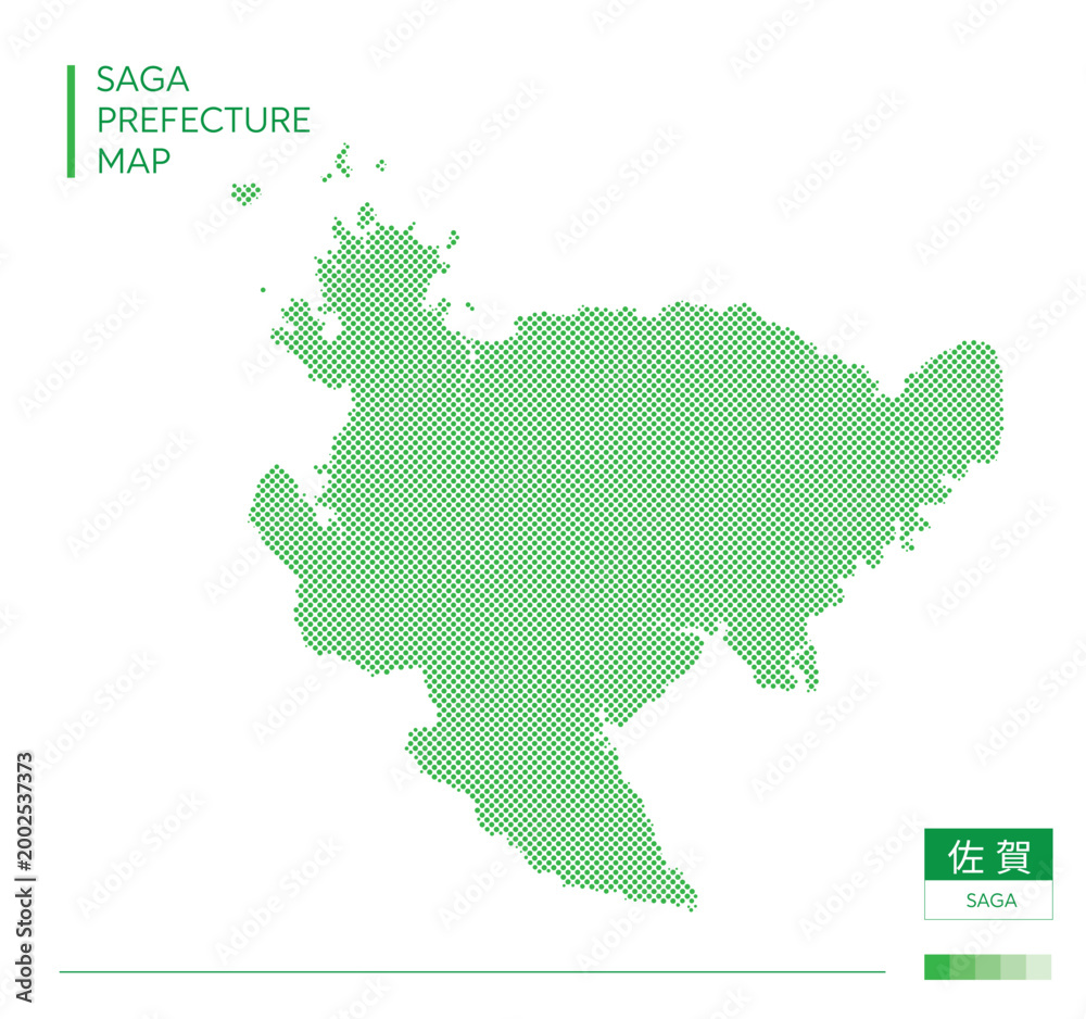 Fototapeta premium 佐賀県・Saga(ドット地図)