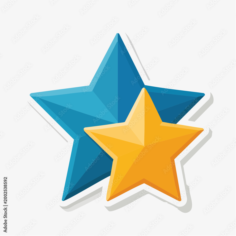 Fototapeta premium Two stylized stars, one blue and one yellow, overlapping