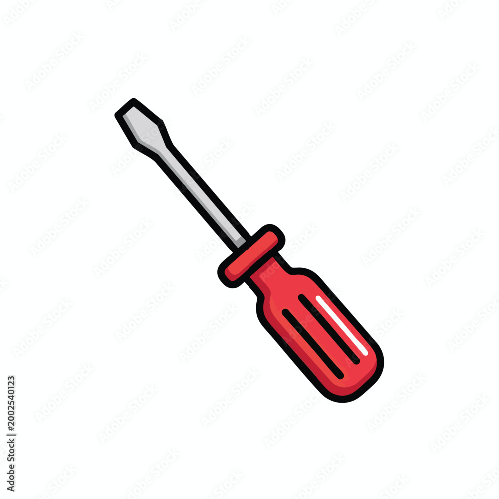 Fototapeta premium Illustration of a flathead screwdriver with a red handle.