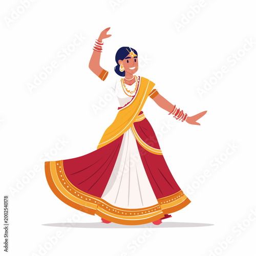Indian Woman Dancing in Traditional Sari