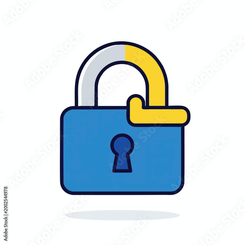Icon of a blue padlock being opened or unlocked.