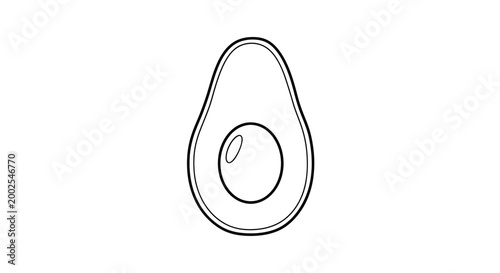 Simple Avocado Half Outline Icon, Healthy Food, Vector Illustration, White Background