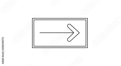 Simple Arrow Icon Pointing Right Inside a Rectangle Frame on White Background