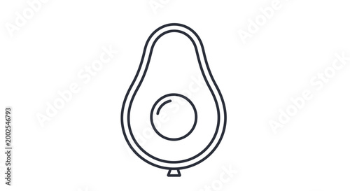 Simple Avocado Icon, Half Fruit, Seed, Line Art, Healthy Food Symbol