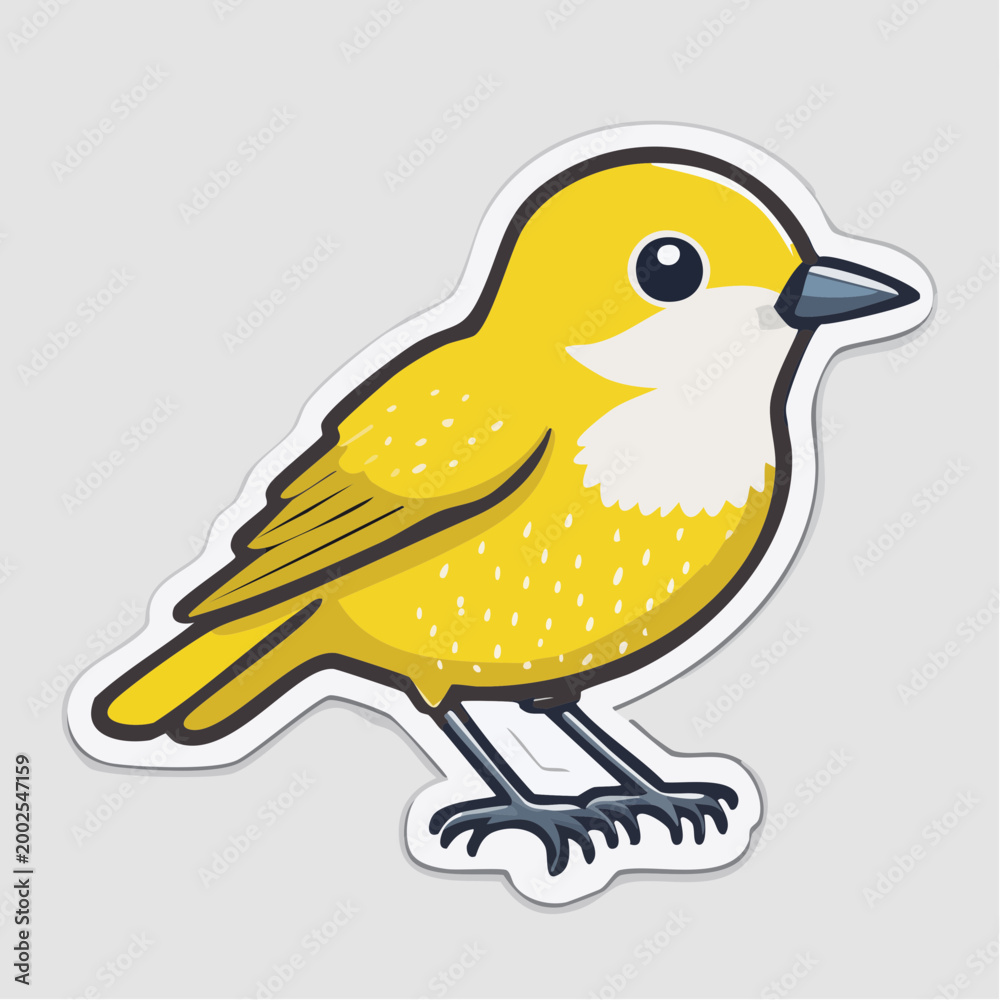 Fototapeta premium Cute Yellow Bird Cartoon Sticker