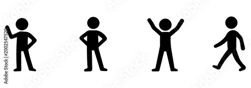 Foto Stickman casual pose icon set, simple human action figure icons, isolated minima