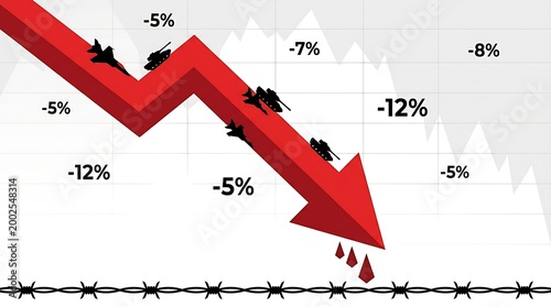 War Impact on Global Economy Recession Graph Downward Arrow
