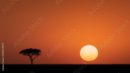 Savanna sunset spectacle african landscape nature photography golden hour serenity wide angle view tranquil beauty