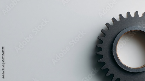 Industrial gear centered on minimalist background close-up view modern design focused concept