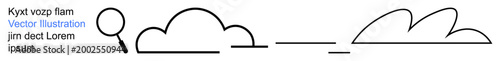 Data analysis, creativity, learning, education, experimentation, abstraction. Minimalistic clouds, magnifying glass and placeholder text composition. Data analysis and creativity concept