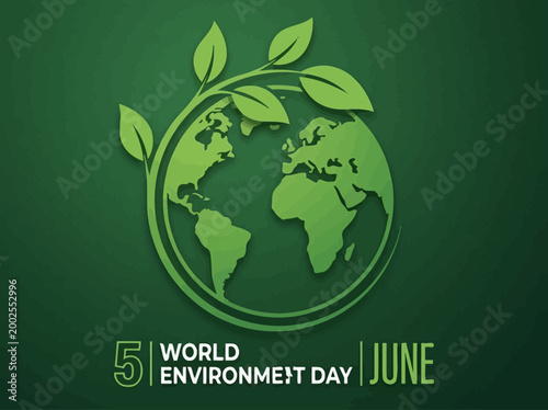 Fotografie World Environment Day June 5 Illustration Concept with Green Earth Globe and Lea