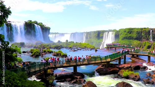 Foz do Iguacu Iguazu Falls waterfall waterfalls people Argentina Brazil.