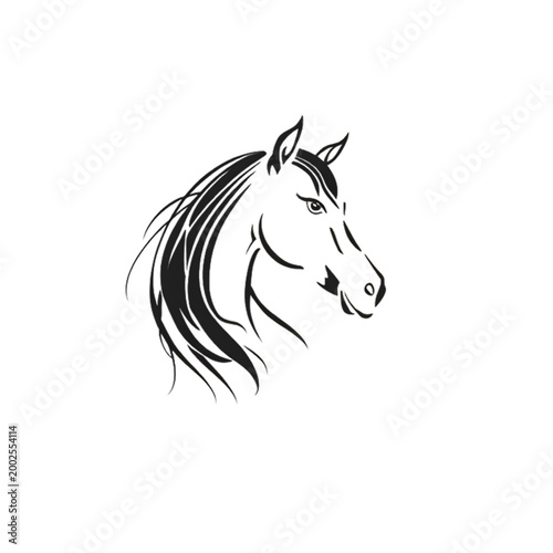 Horse logo with long hair. With vector logo style, transparent background.