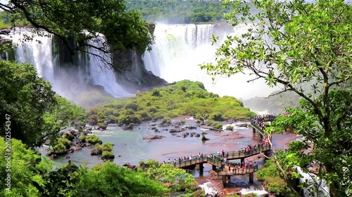 Foz do Iguacu Iguazu Falls waterfall waterfalls people Argentina Brazil.
