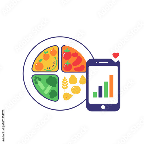 Healthy Eating App: Balanced Diet Plate and Nutrition Tracker on Smartphone