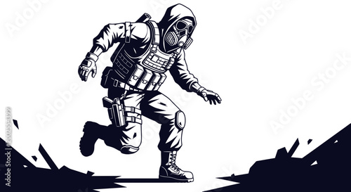 Astronaut in Space Suit Running.
