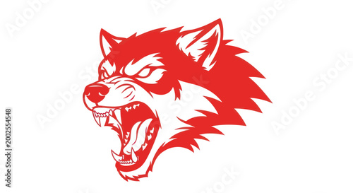 Canvastavla Red Wolf Head Illustration Roaring Fiercely.