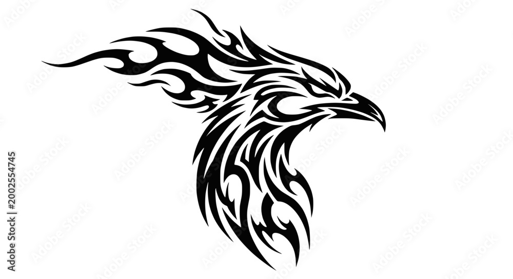 Fototapeta premium Tribal Eagle Tattoo Design - Fierce Bird of Prey Silhouette