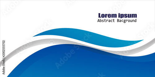 Blue White Wave Abstract Background with Smooth Curves,