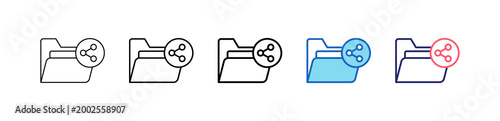 Shared Folder Icon In 5 Different Styles Set Collection.   