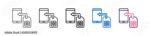 Phone Sim Icon In 5 Different Styles Set Collection.   