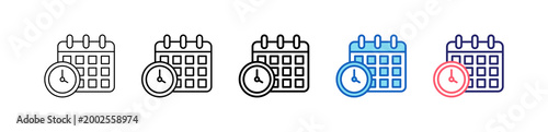 Schedule Icon In 5 Different Styles Set Collection.   