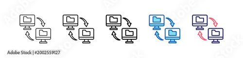 Folder Sharing Icon In 5 Different Styles Set Collection.   