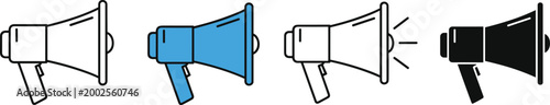 Megaphone Icon Set with Multiple Designs for Communication, Announcement, and Public Speaking Visuals