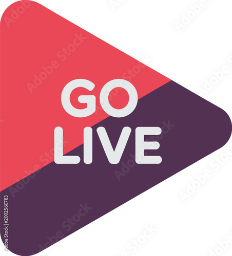 Red and purple triangle with GO LIVE text for launch or activation