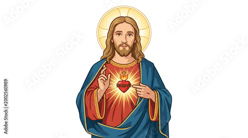 Illustration of Jesus Christ's Sacred Heart, a symbol of divine love and compassion