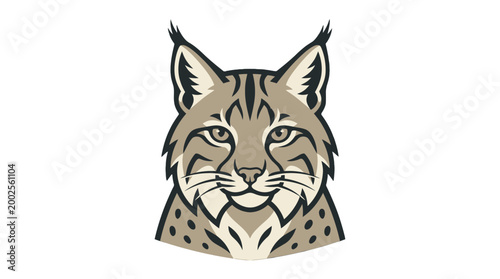 Majestic Wild Cat Head Illustration Fierce Bobcat Mascot Design with Intense Gaze and Striking Feline Features