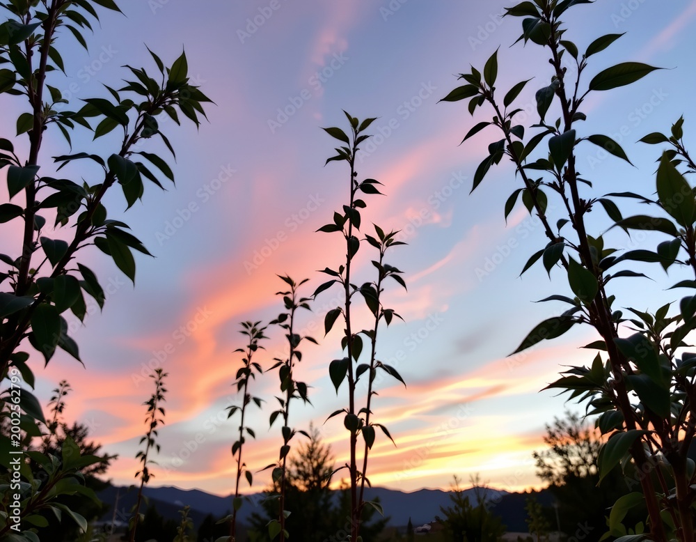Fototapeta premium Serene Sunset Over Bamboo Forest