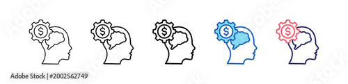 Business Thinking Icon In 5 Different Styles Set Collection.   