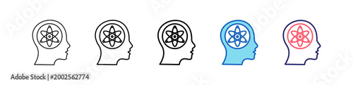 Science Mind Icon In 5 Different Styles Set Collection.   