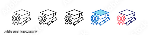 Scholarship Icon In 5 Different Styles Set Collection.   