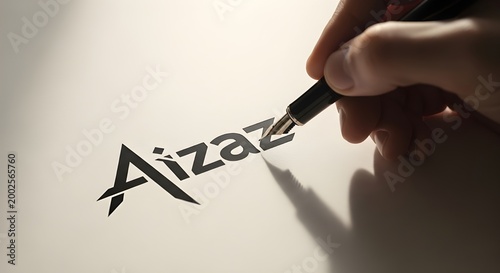 Hand Writing Aizaz Name with Fountain Pen, Personal Branding Typography Concept
