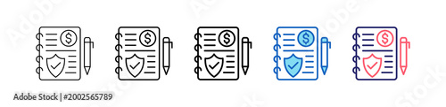 Insurance Policy Icon In 5 Different Styles Set Collection.   