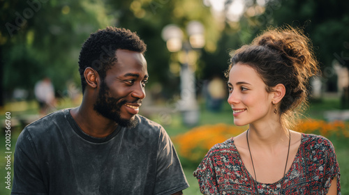 young couple enjoying time in park 