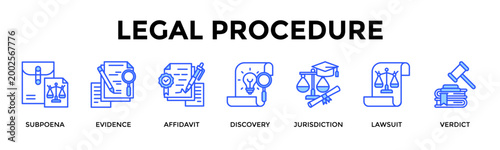 Fotografía Legal Procedure  Banner Web  Icon Set Collection Pack Vector Illustration Concep