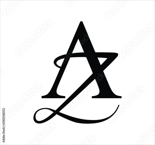 az za z a letter logo design. Minimal monogram emblem, classic style  Alphabet vector logo design. Premium Business logo, White background