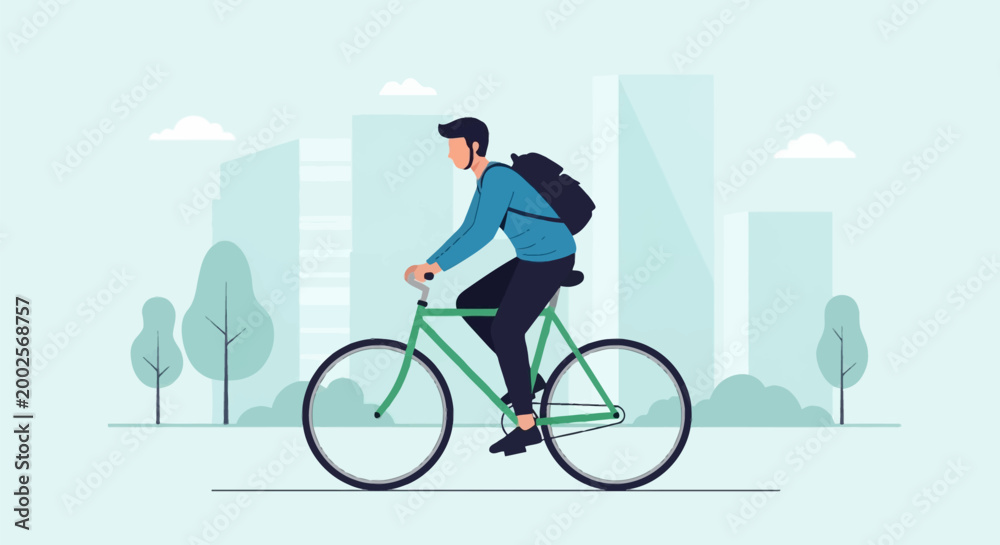 Fototapeta premium young woman riding a bike