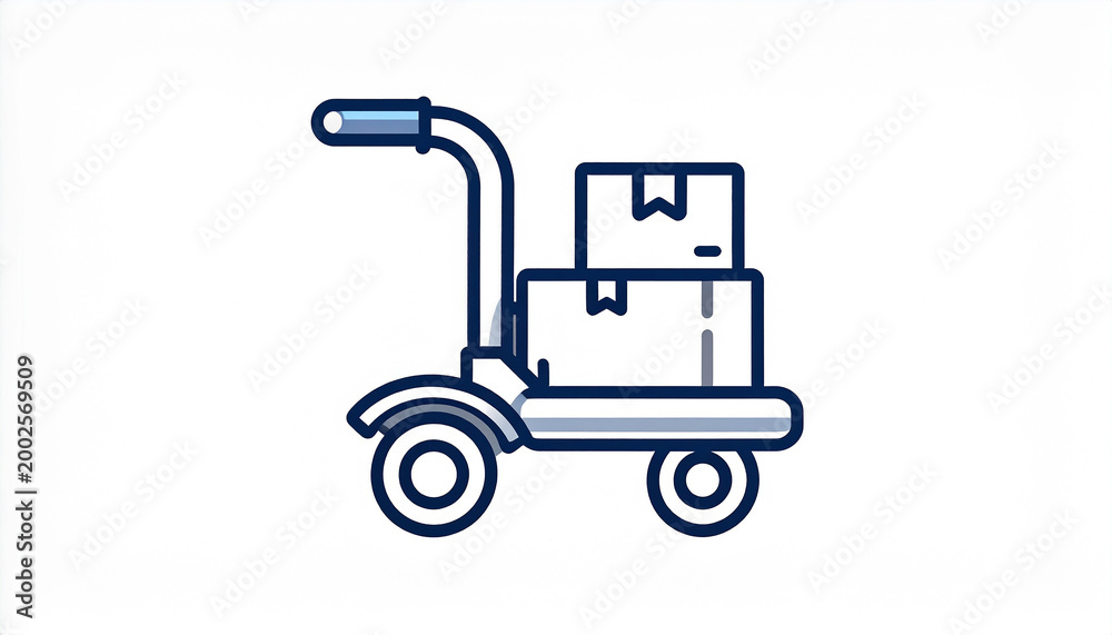 Naklejka premium Hand Truck with Stacked Boxes Icon on White Background hand truck, trolley, cart