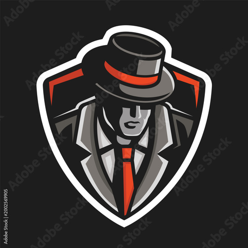 illustration logo vector of a male mafia 