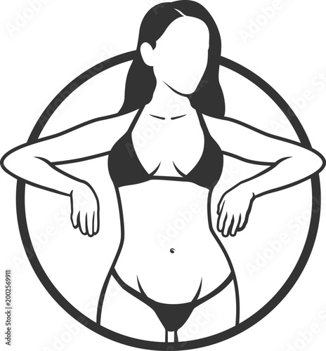 silhouette of a faceless woman wearing a bikini vector illustration