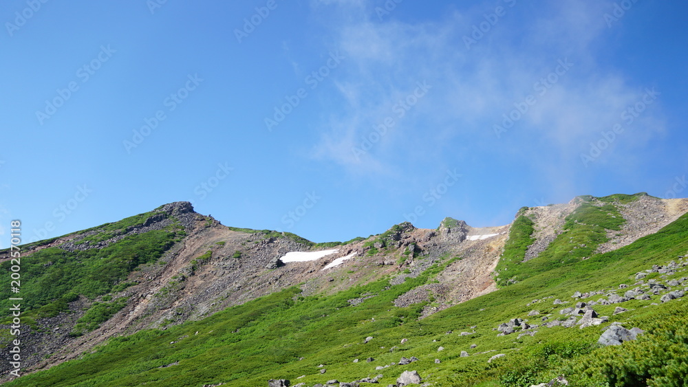 Fototapeta premium Mount Ontake: Breathtaking Scenery of an Active Peak, Landscapes of Japan’s Second Highest Volcano 
