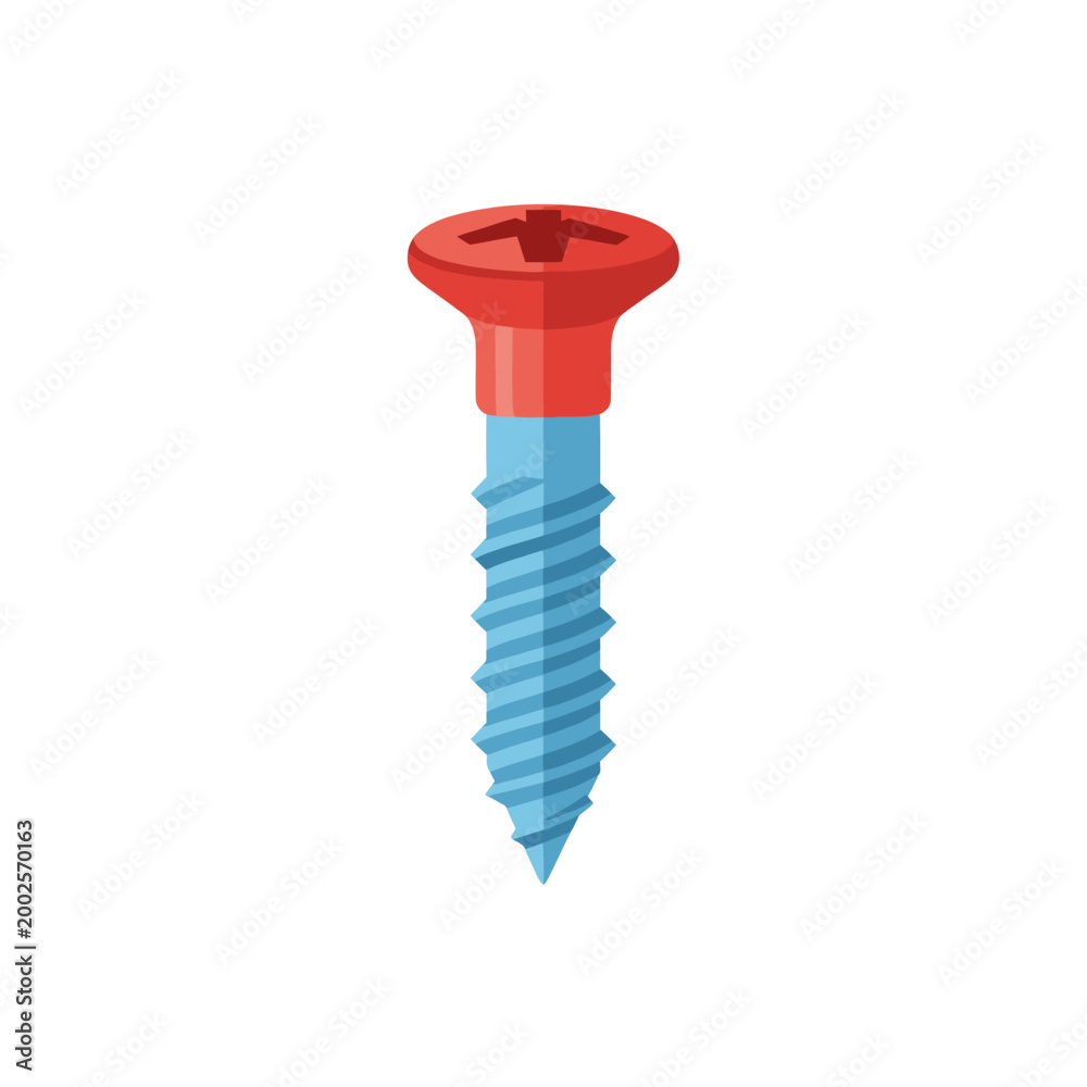 Fototapeta premium Blue and red screw fastener hardware.